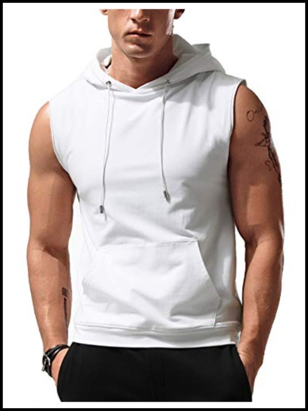 Men's Workout Hooded Tank Top Sleeveless Gym Hoodie Bodybuilding Muscle Shirt